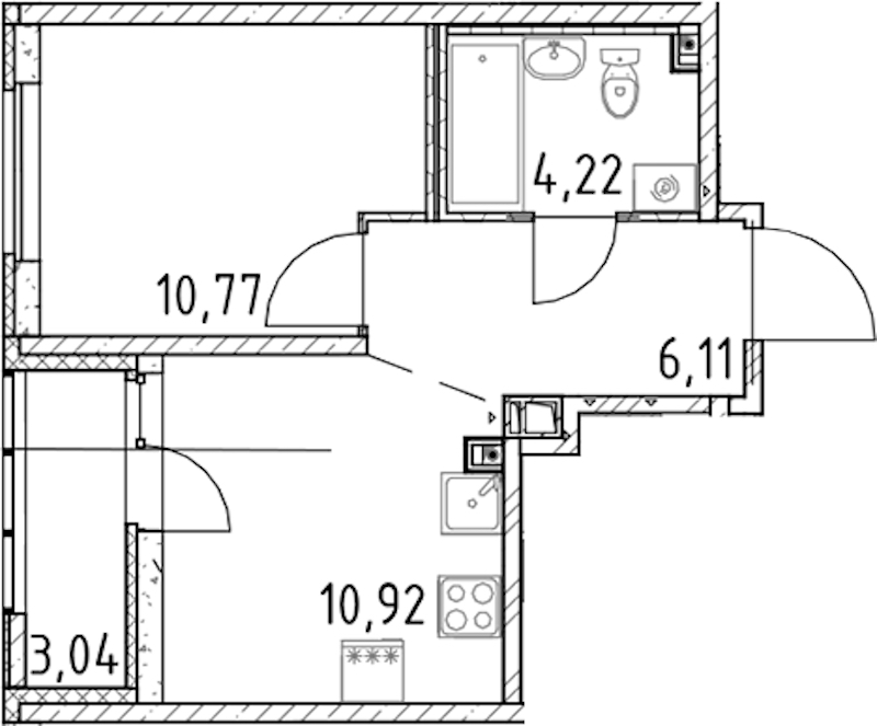 1-комнатная квартира 32.02 м², 11/17 эт., ЖК «Город Первых»